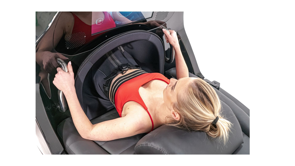 Woman in INFRABIKE® session — proven results: calorie burn, detox, anti-aging